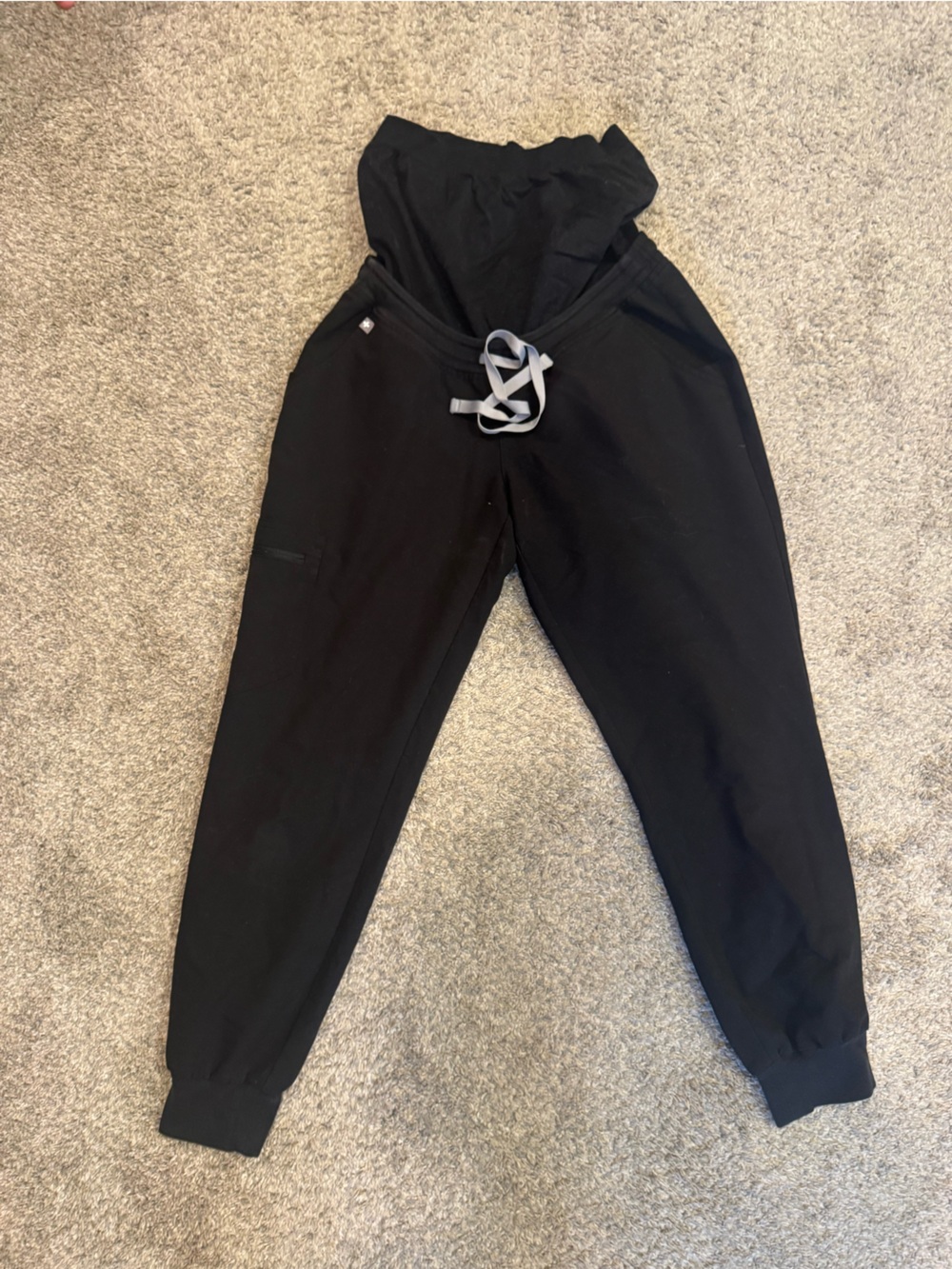Figs Black Technical Collection Maternity Scrub Pants